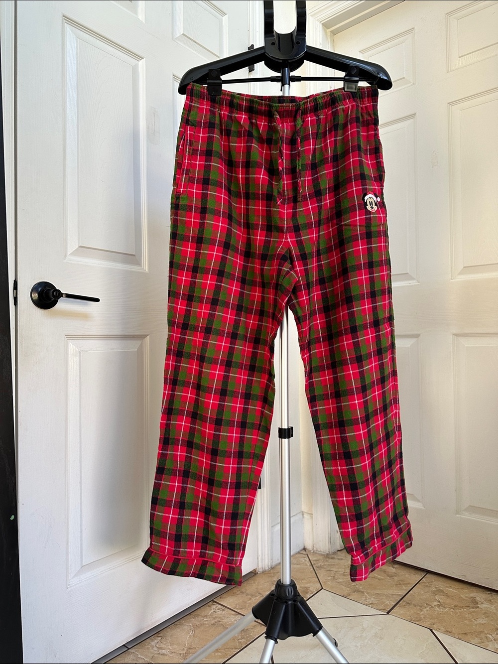 Disney Mickey Mouse Christmas Plaid Flannel Pajama Pants - Adult Size L